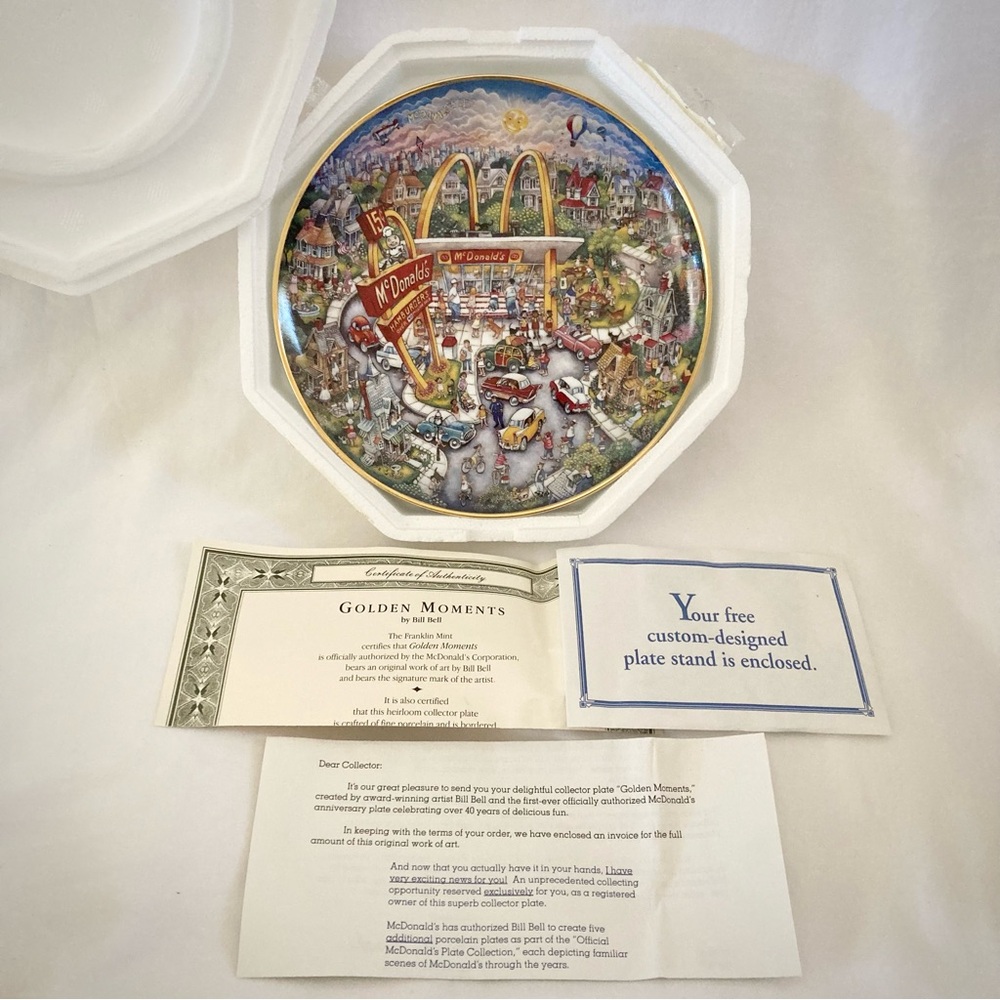Franklin Mint McDonald’s Golden Moments Vintage Collectible Plate 24KT Gold-Rim